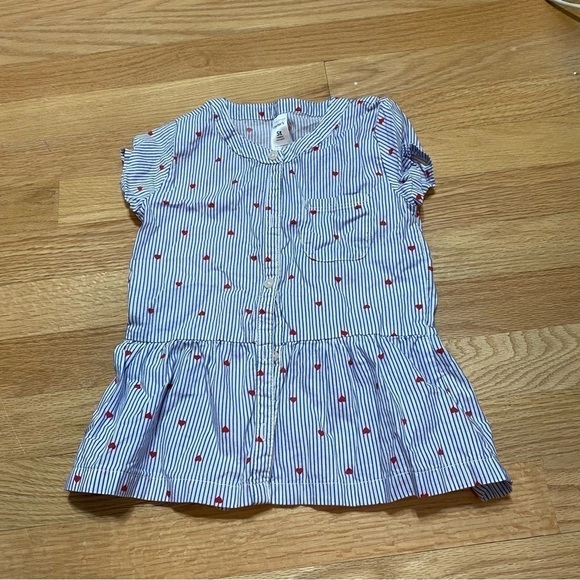 Size 5 Shirt Bundle Carter’s Heart Print Blue Striped Button Top Lace Peach - Picture 4 of 7
